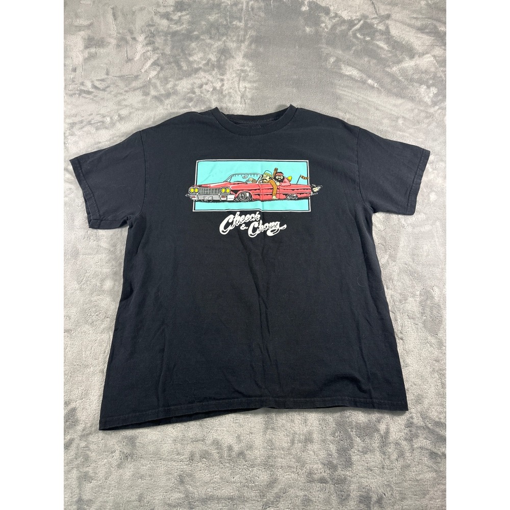 Cheech & Chong Lowrider Graphic T-Shirt Mens Large Black Cotton Short Sleeve